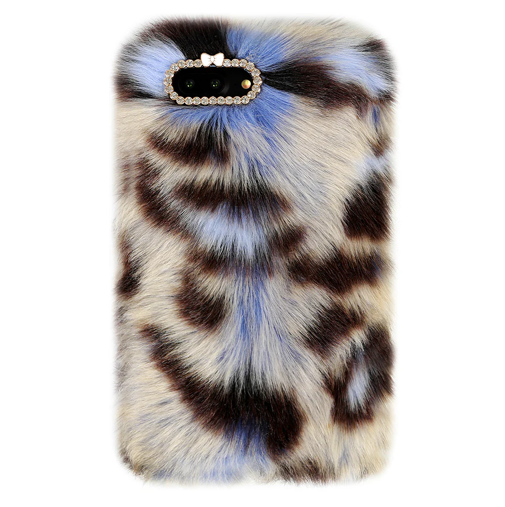 Blue Leopard Faux Fur iPhone Case - Image 13