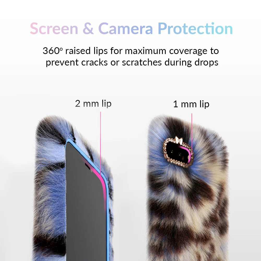 Blue Leopard Faux Fur iPhone Case - Image 15