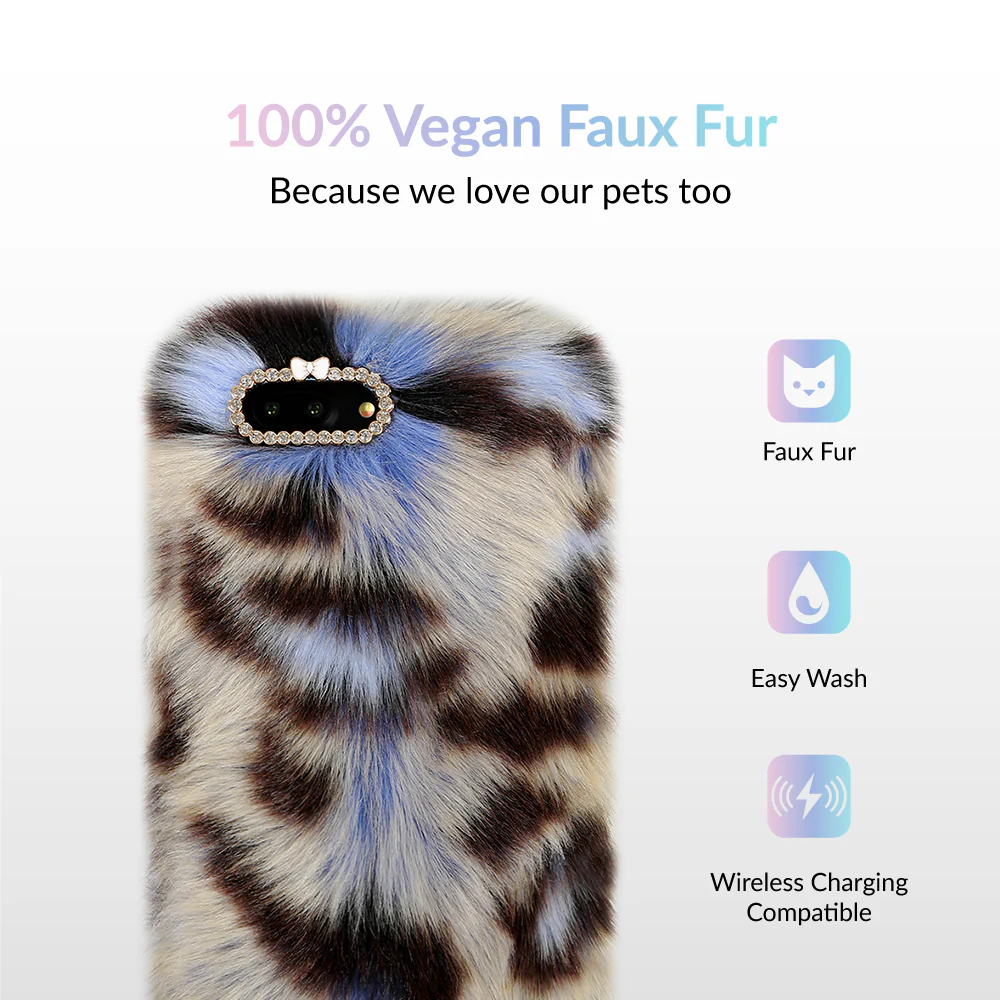 Blue Leopard Faux Fur iPhone Case - Image 23