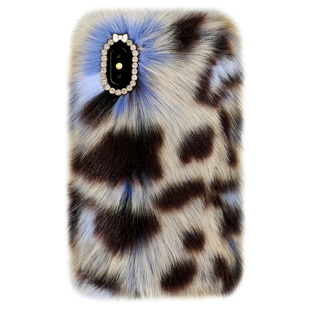Blue Leopard Faux Fur iPhone Case - Image 25