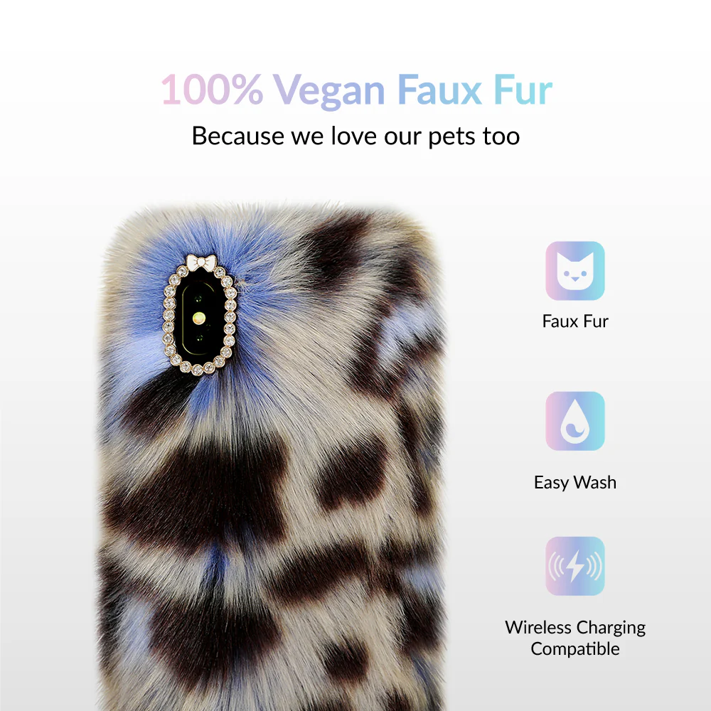 Blue Leopard Faux Fur iPhone Case - Image 29