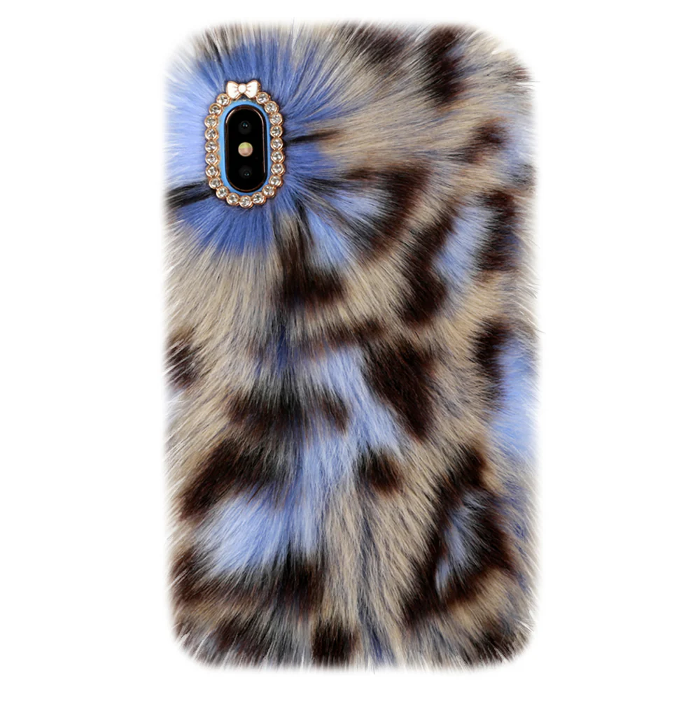 Blue Leopard Faux Fur iPhone Case - Image 30