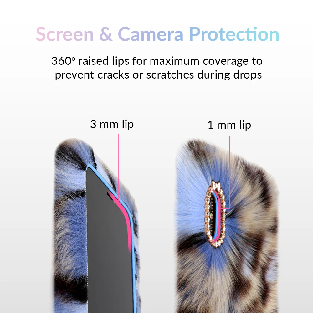 Blue Leopard Faux Fur iPhone Case - Image 32