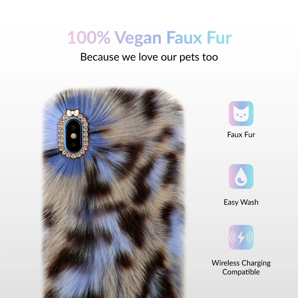 Blue Leopard Faux Fur iPhone Case - Image 34