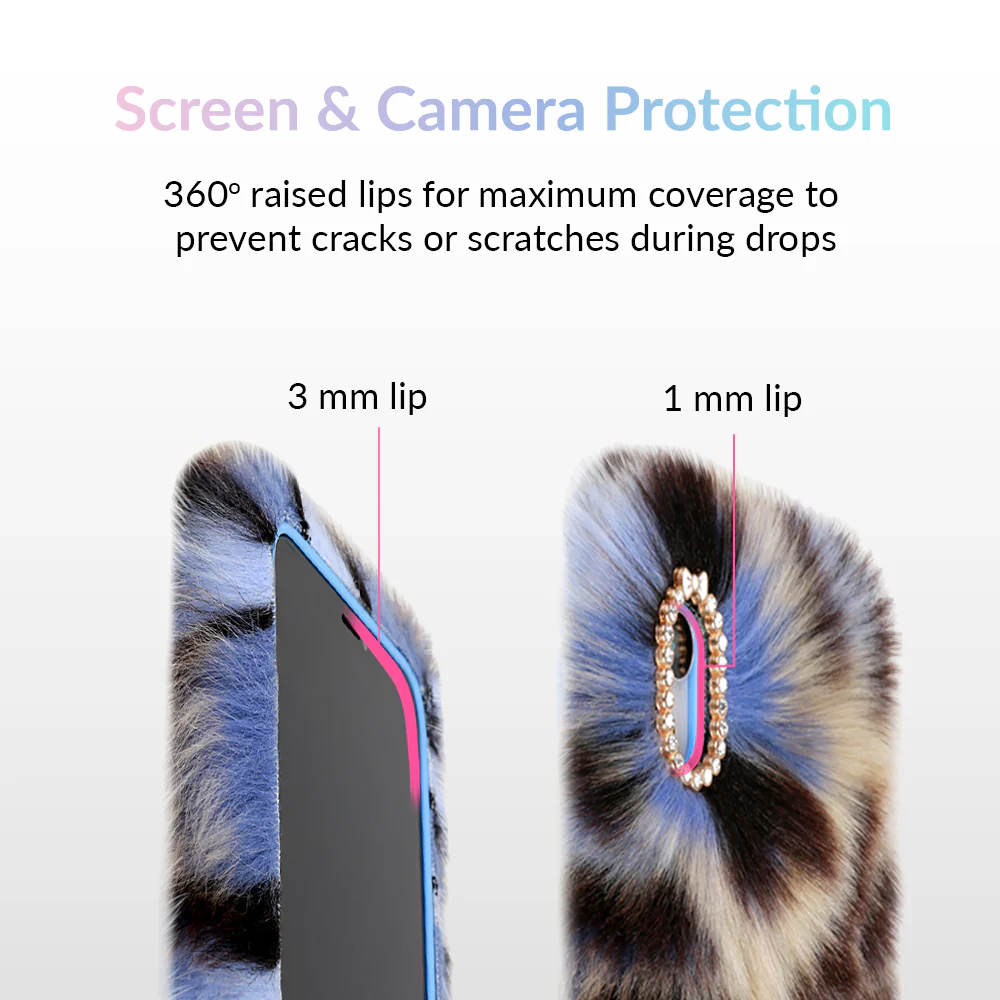 Blue Leopard Faux Fur iPhone Case - Image 37