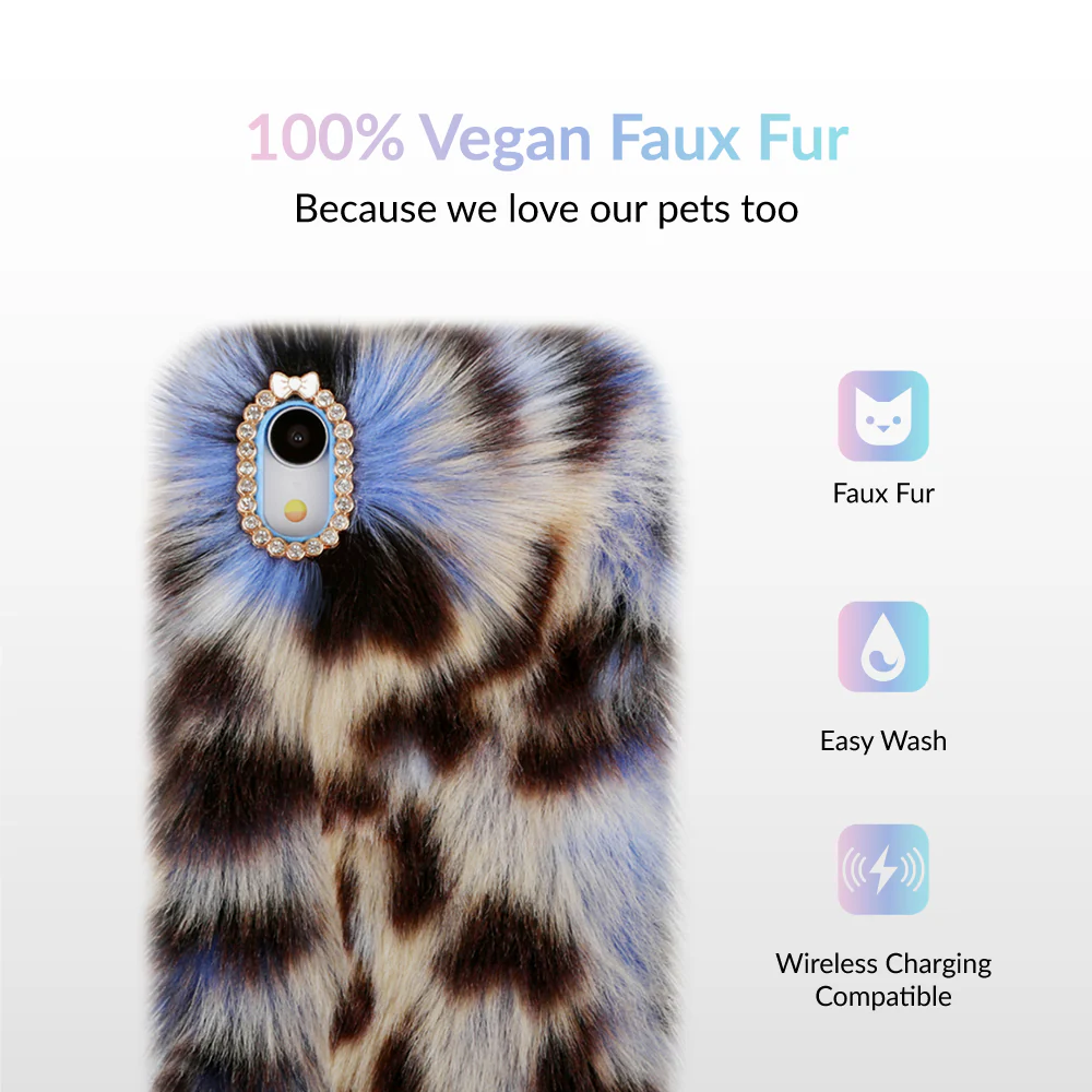 Blue Leopard Faux Fur iPhone Case - Image 39