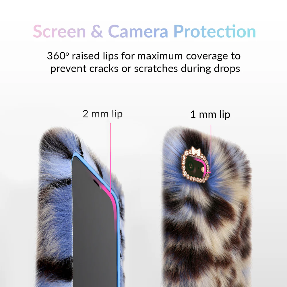 Blue Leopard Faux Fur iPhone Case - Image 9