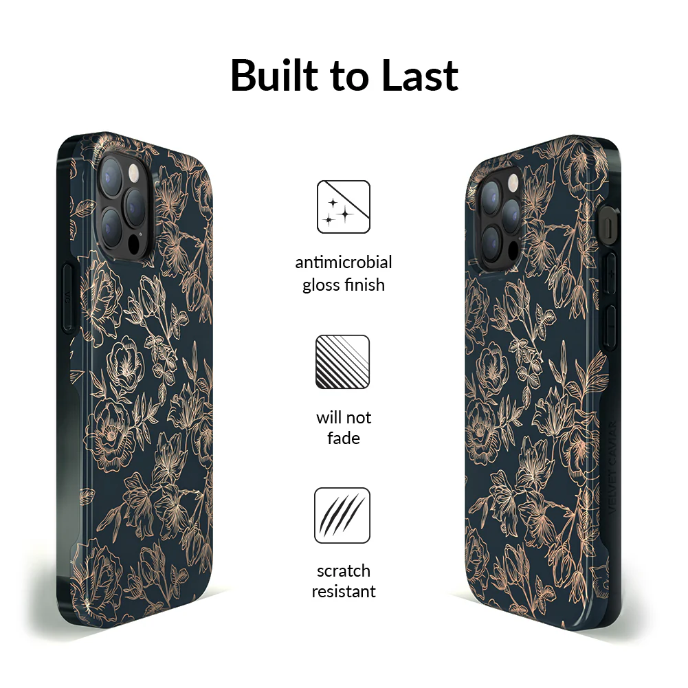 Floral Rose Gold Chrome iPhone Case - Image 100