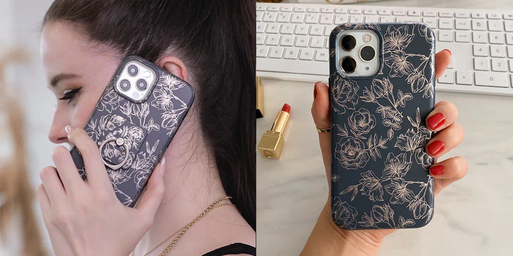 Floral Rose Gold Chrome iPhone Case - Image 107