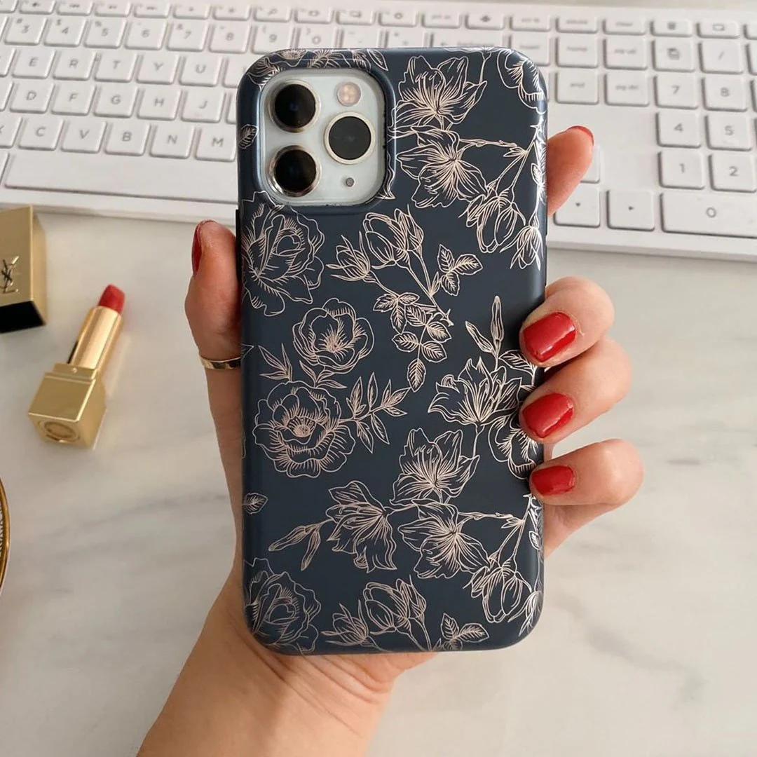 Floral Rose Gold Chrome iPhone Case - Image 109