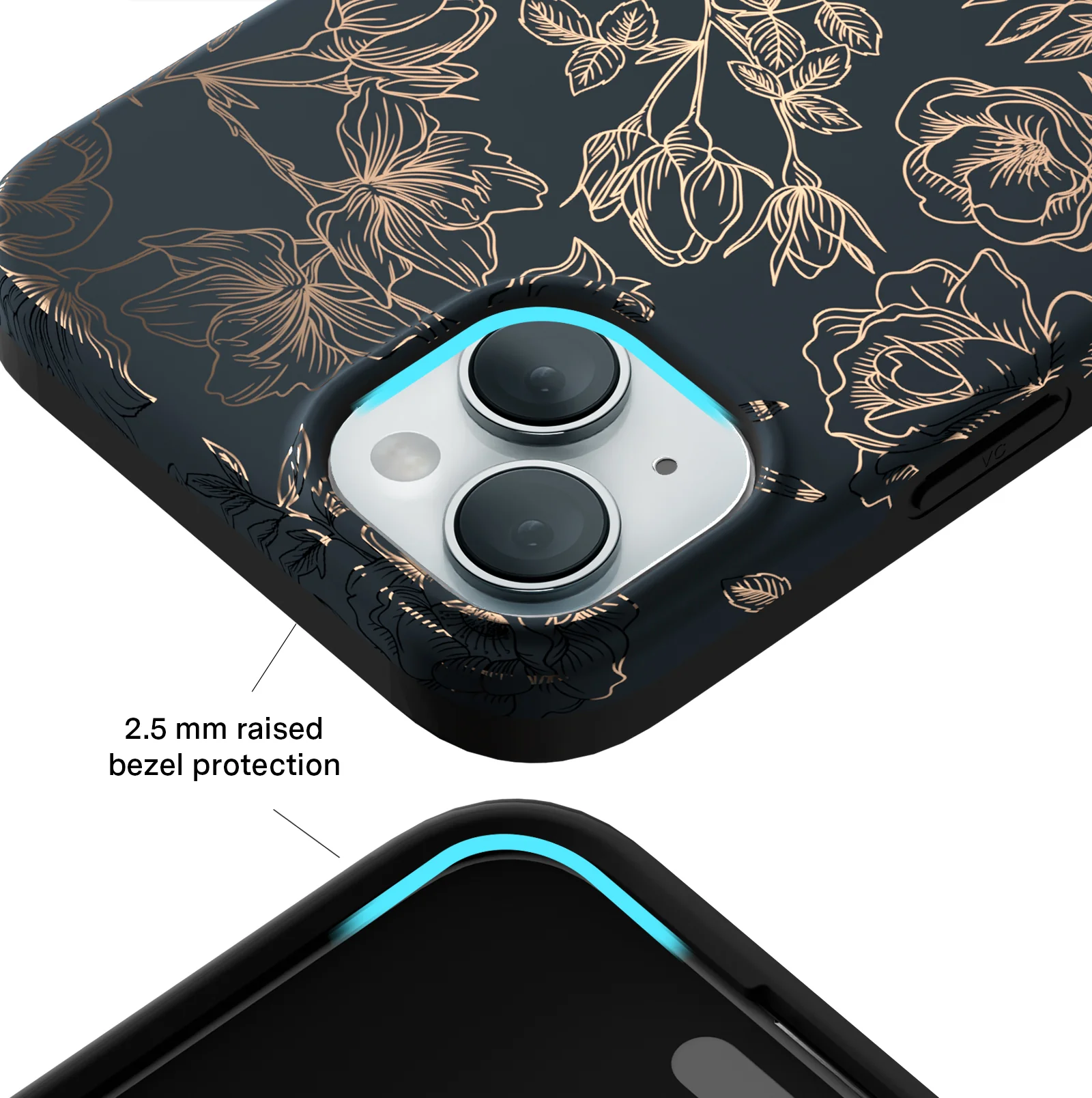 Floral Rose Gold Chrome iPhone Case - Image 131