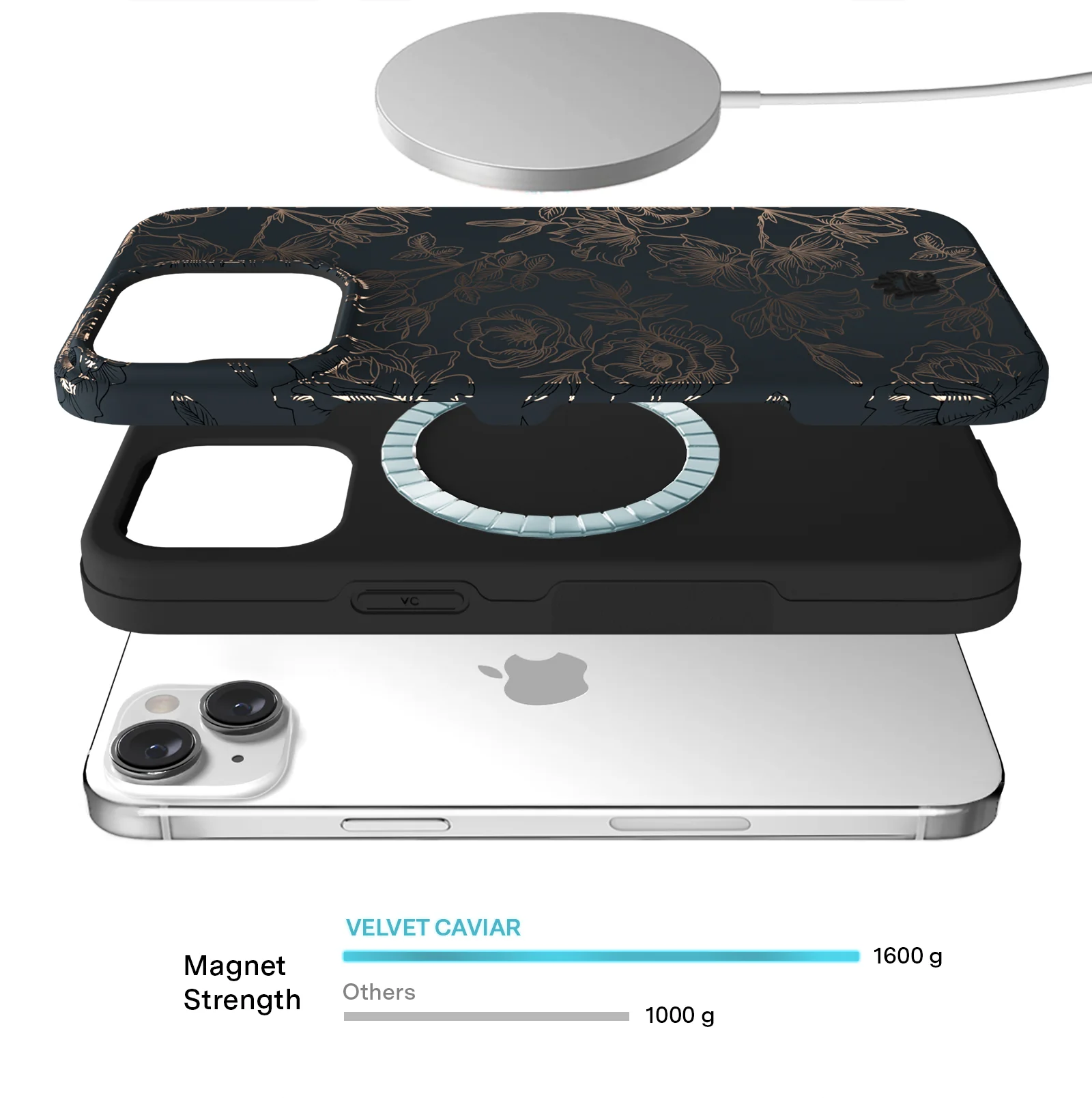 Floral Rose Gold Chrome iPhone Case - Image 132