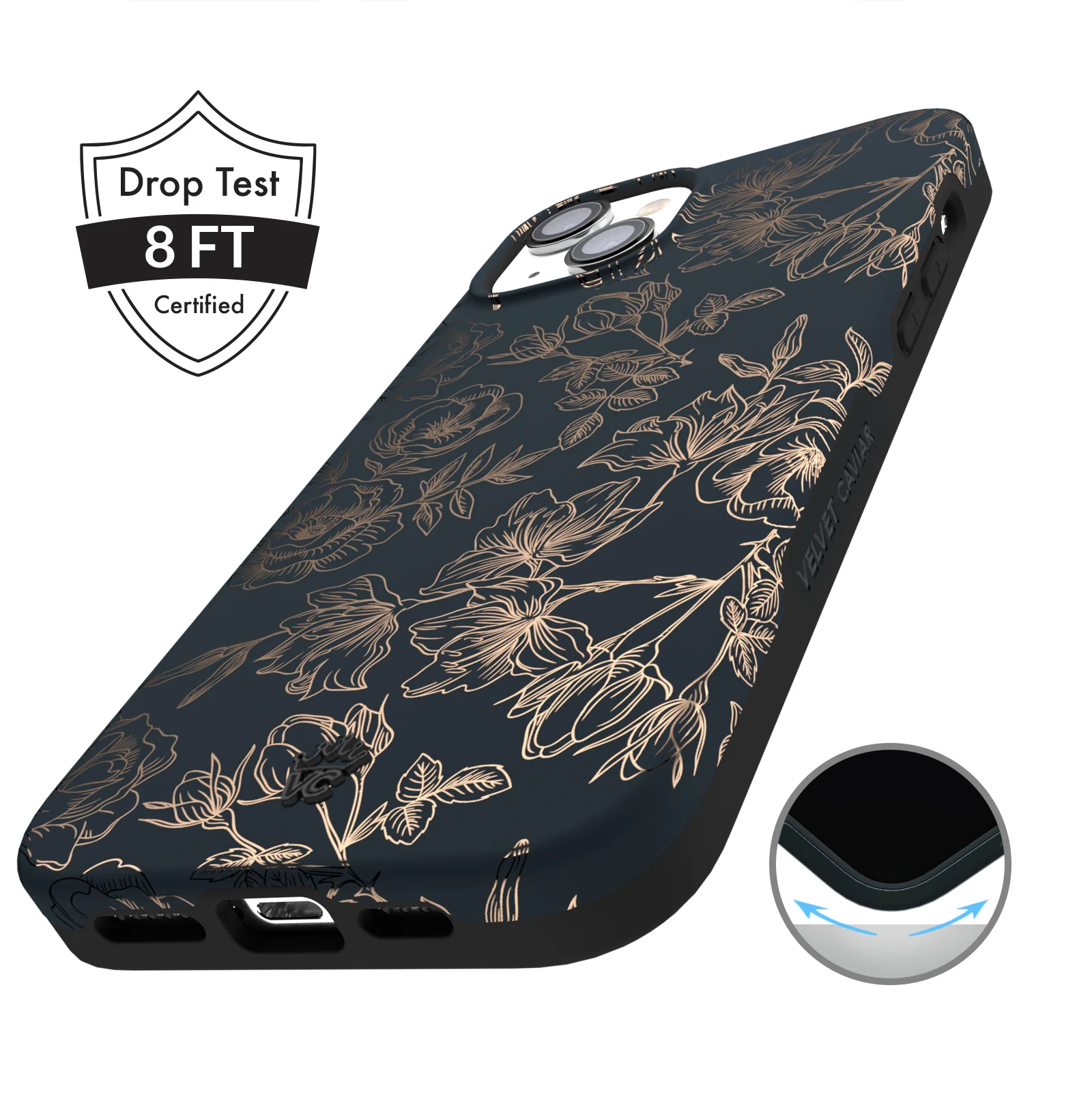 Floral Rose Gold Chrome iPhone Case - Image 138