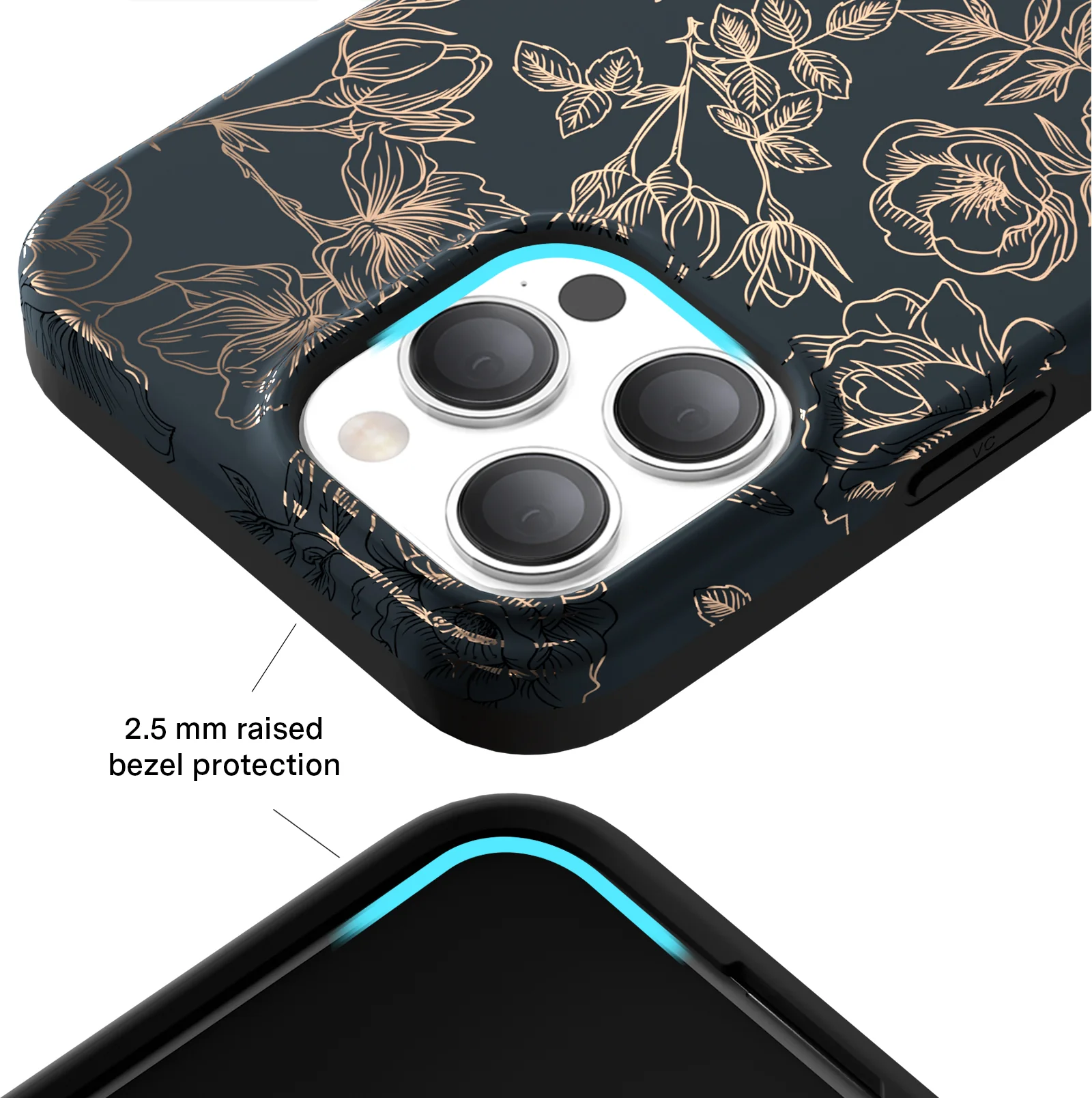 Floral Rose Gold Chrome iPhone Case - Image 146