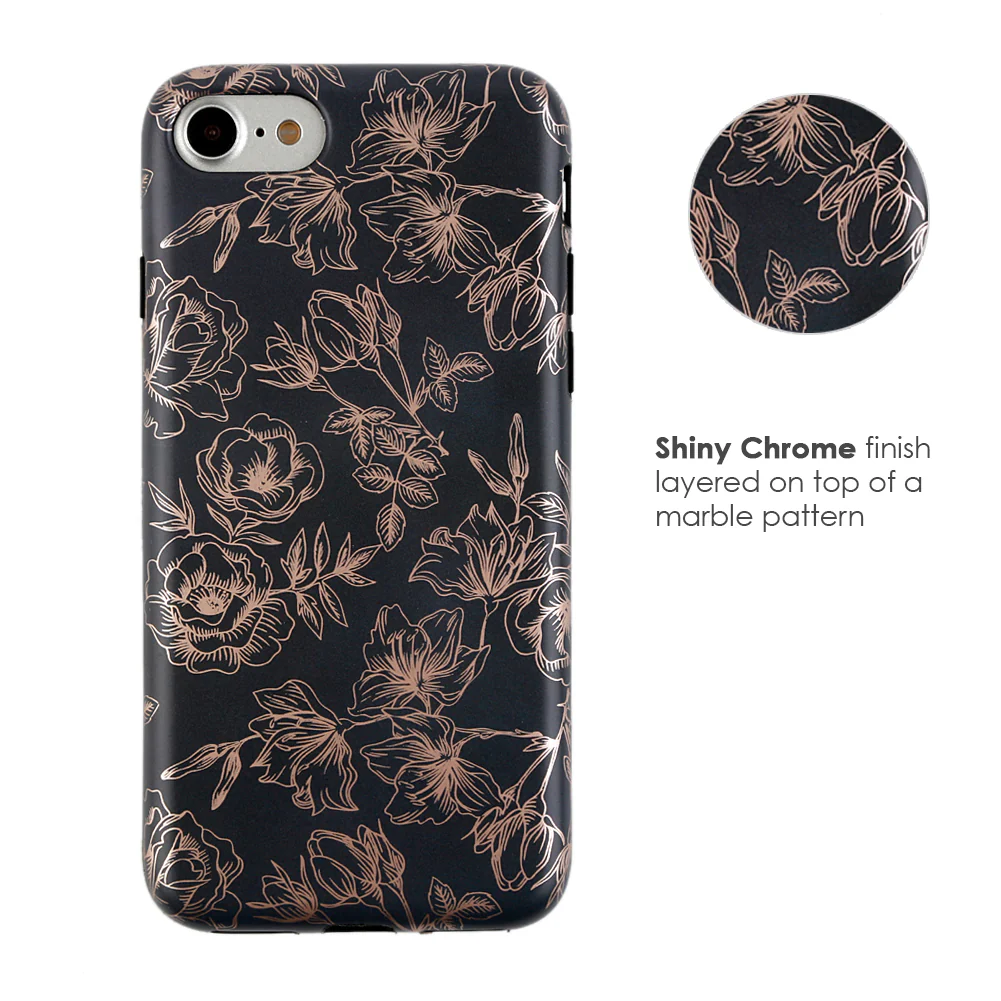 Floral Rose Gold Chrome iPhone Case - Image 18
