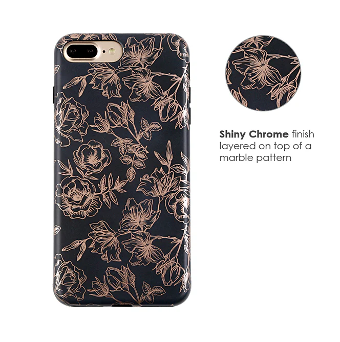 Floral Rose Gold Chrome iPhone Case - Image 24