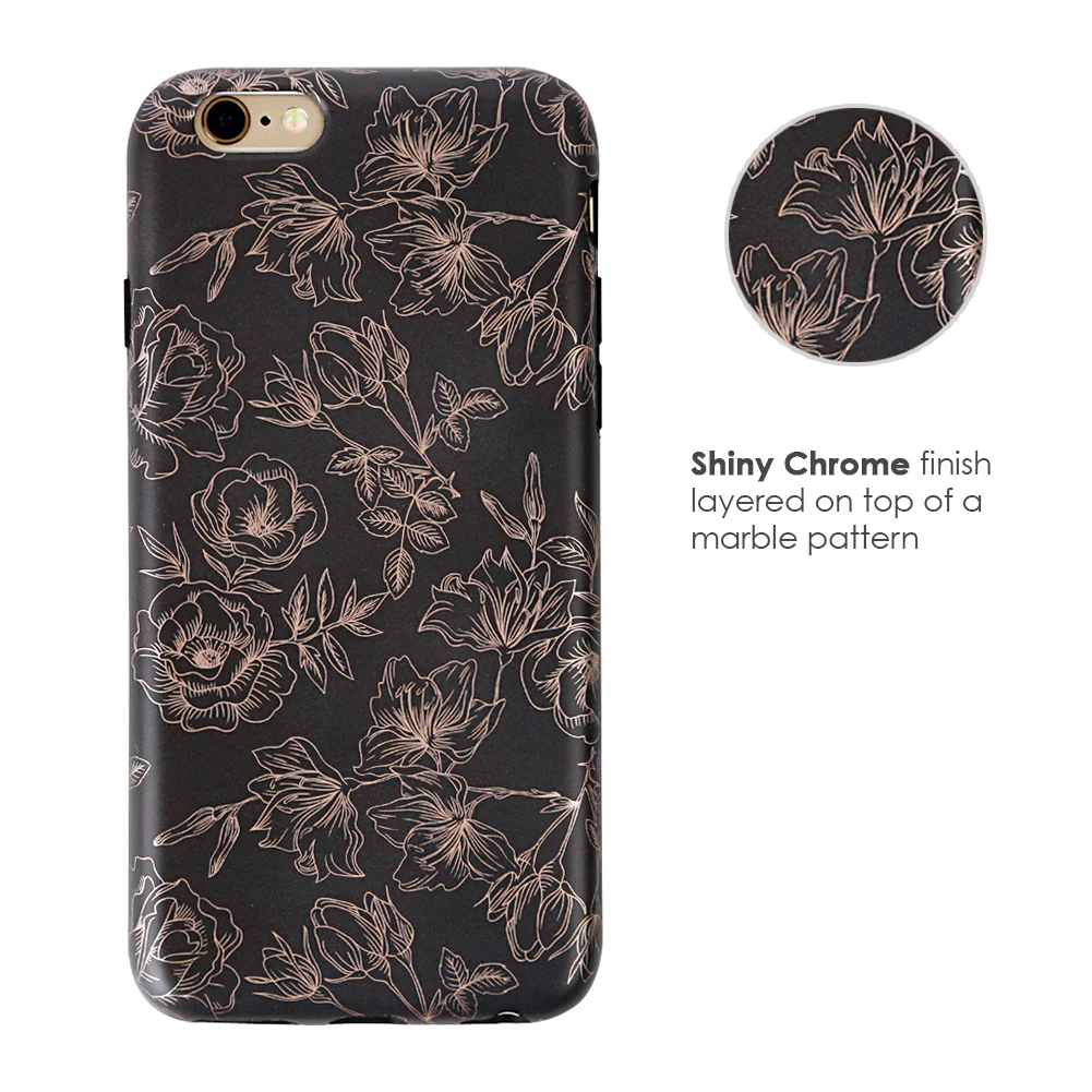 Floral Rose Gold Chrome iPhone Case - Image 40