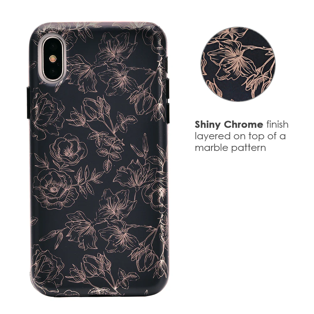 Floral Rose Gold Chrome iPhone Case - Image 46