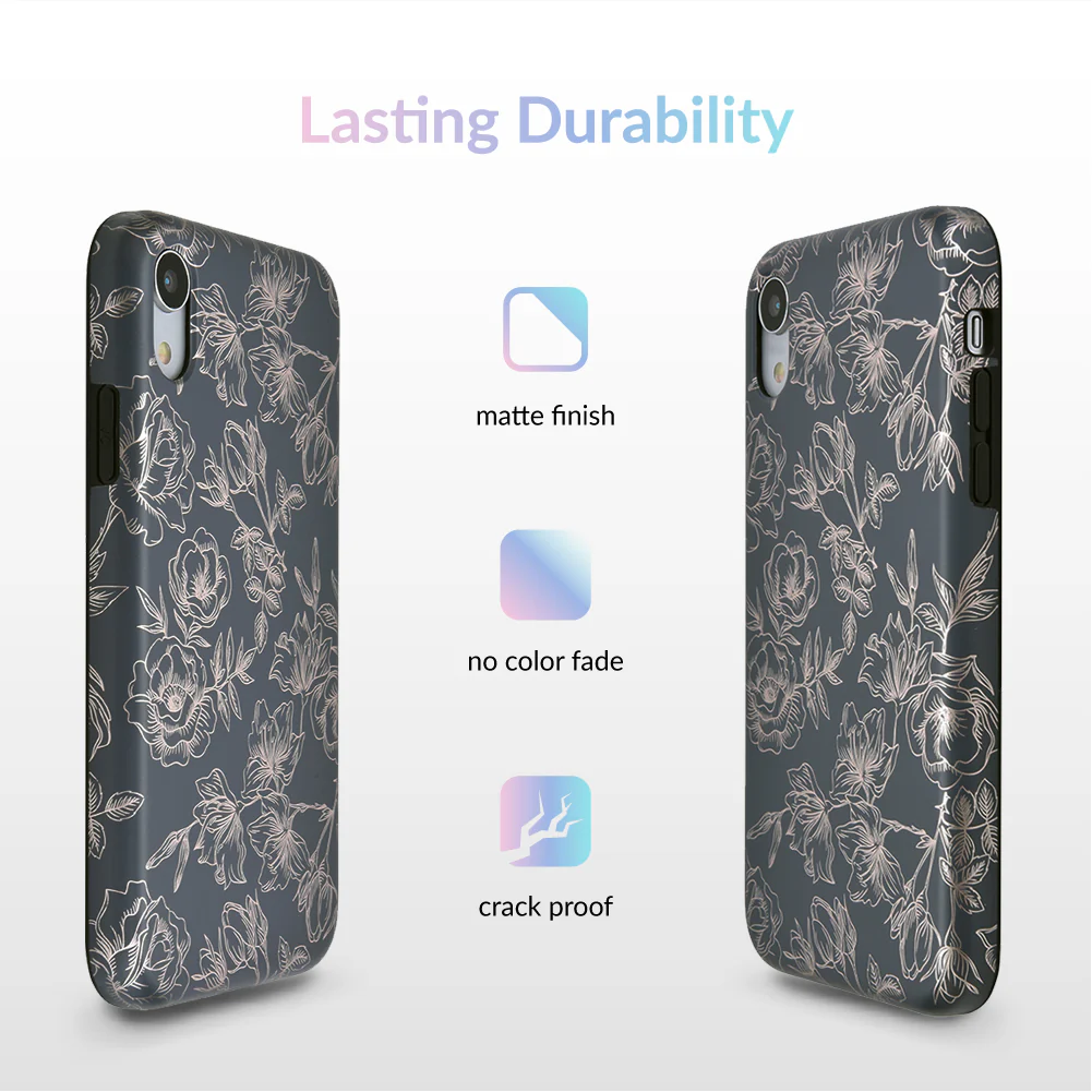 Floral Rose Gold Chrome iPhone Case - Image 50