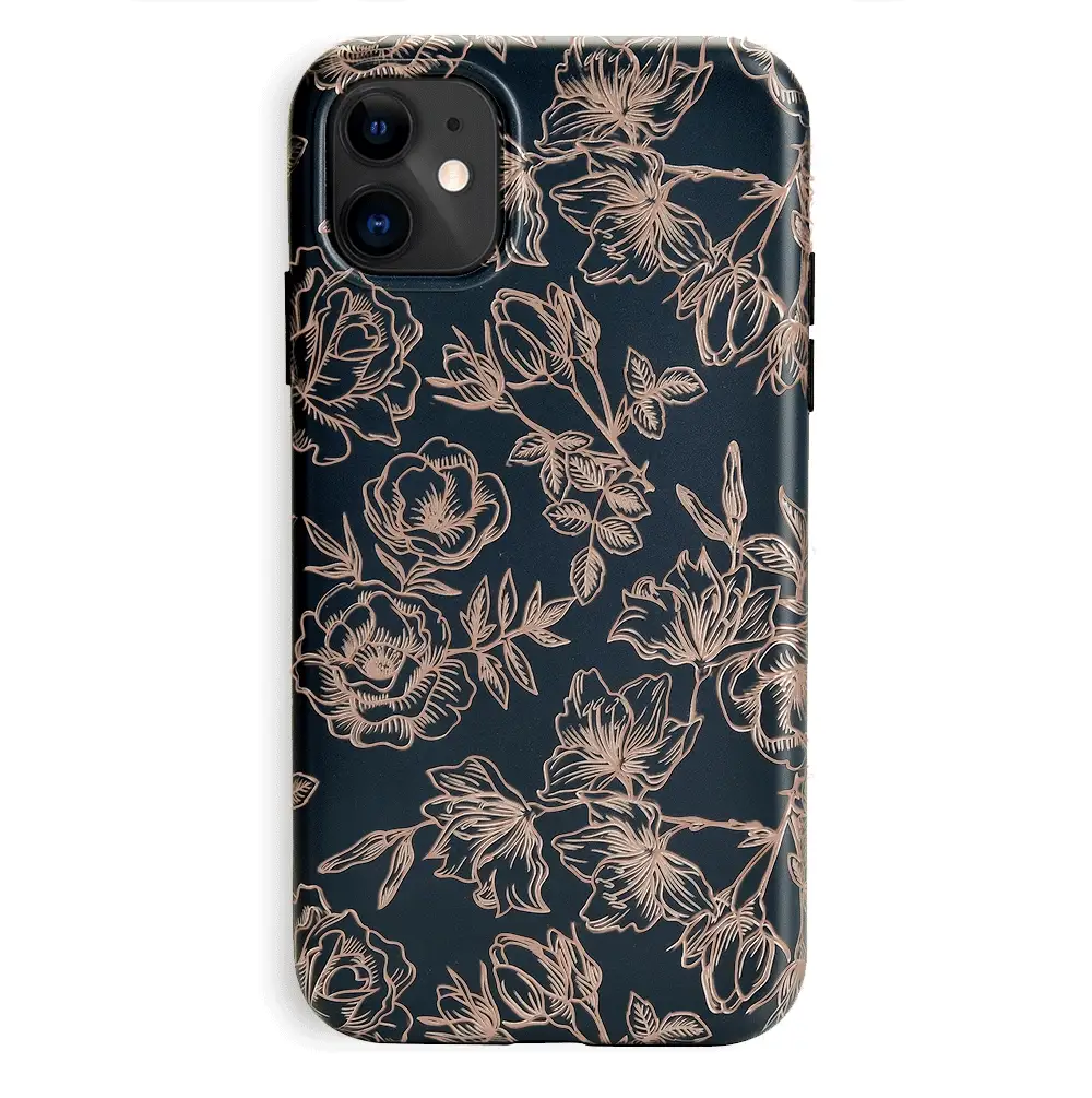 Floral Rose Gold Chrome iPhone Case - Image 52