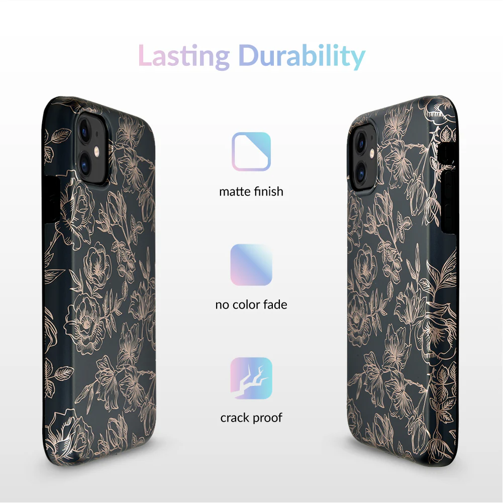 Floral Rose Gold Chrome iPhone Case - Image 55