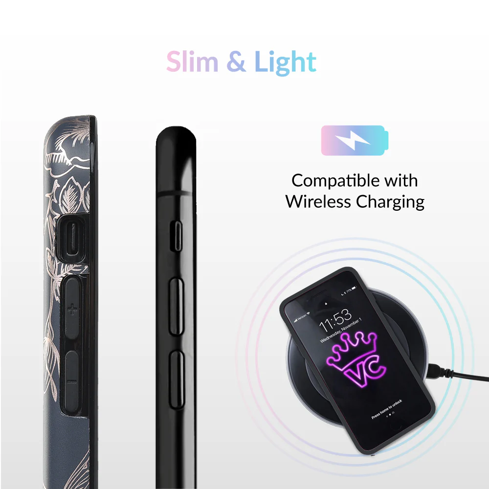 Floral Rose Gold Chrome iPhone Case - Image 56