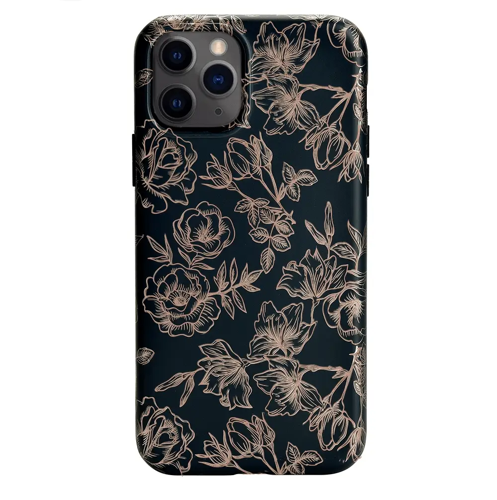 Floral Rose Gold Chrome iPhone Case - Image 57