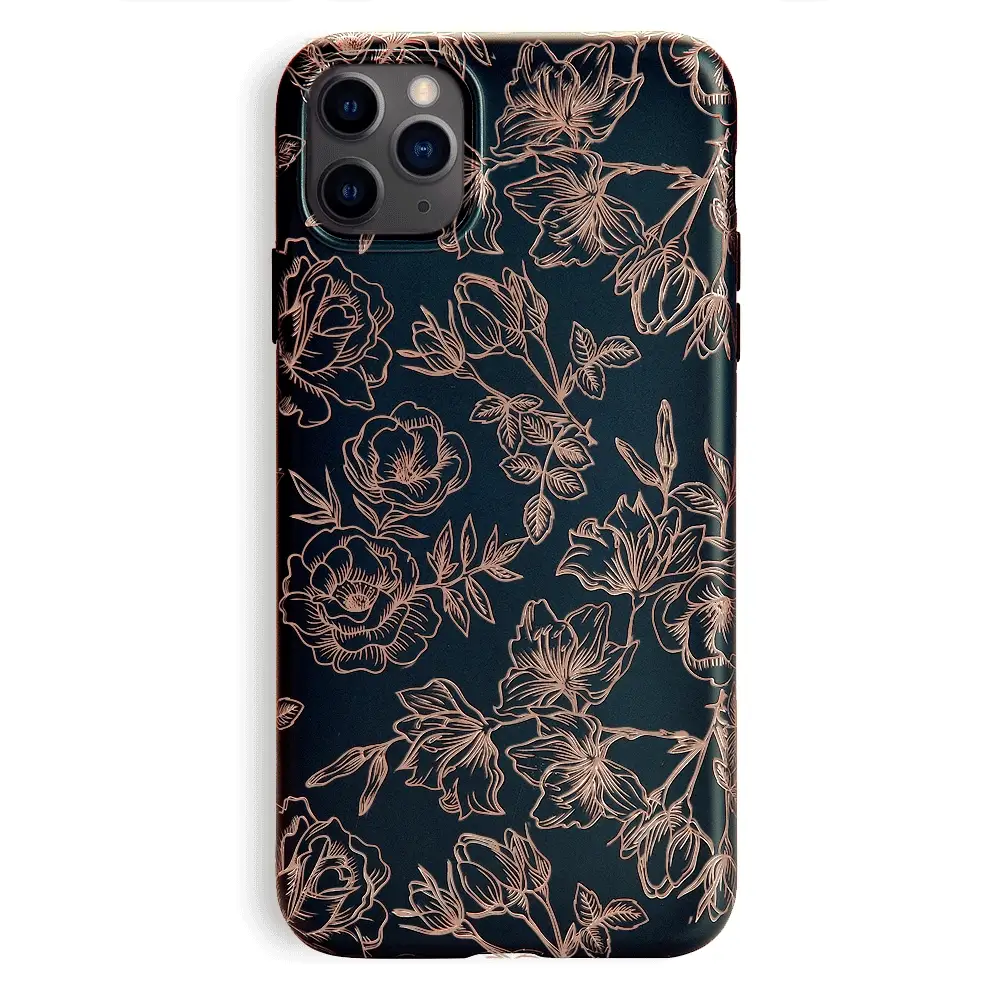 Floral Rose Gold Chrome iPhone Case - Image 62