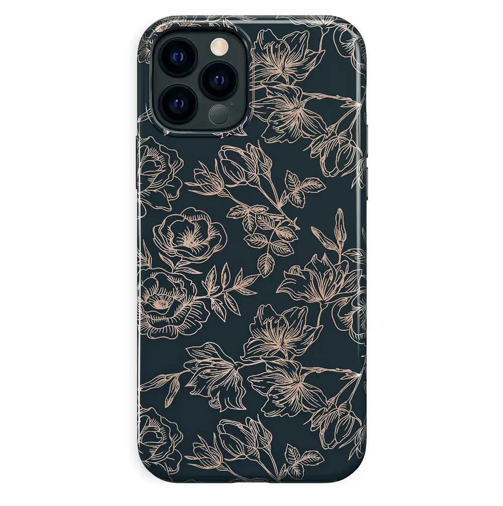 Floral Rose Gold Chrome iPhone Case - Image 67