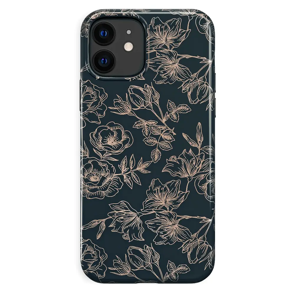 Floral Rose Gold Chrome iPhone Case - Image 77
