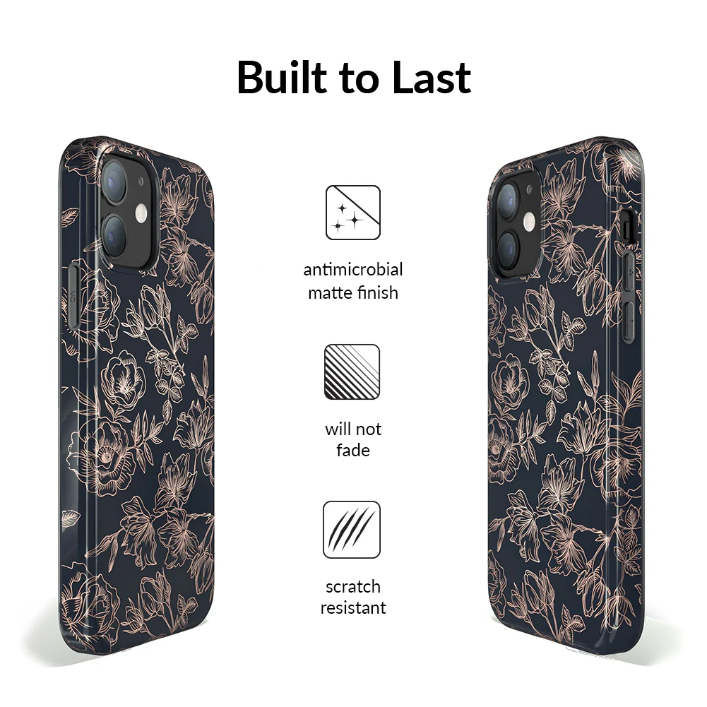 Floral Rose Gold Chrome iPhone Case - Image 85