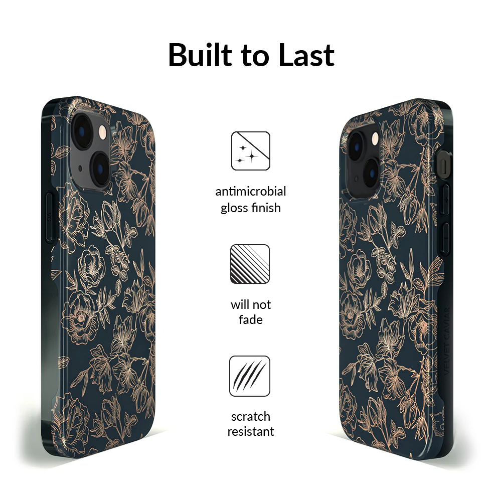 Floral Rose Gold Chrome iPhone Case - Image 90