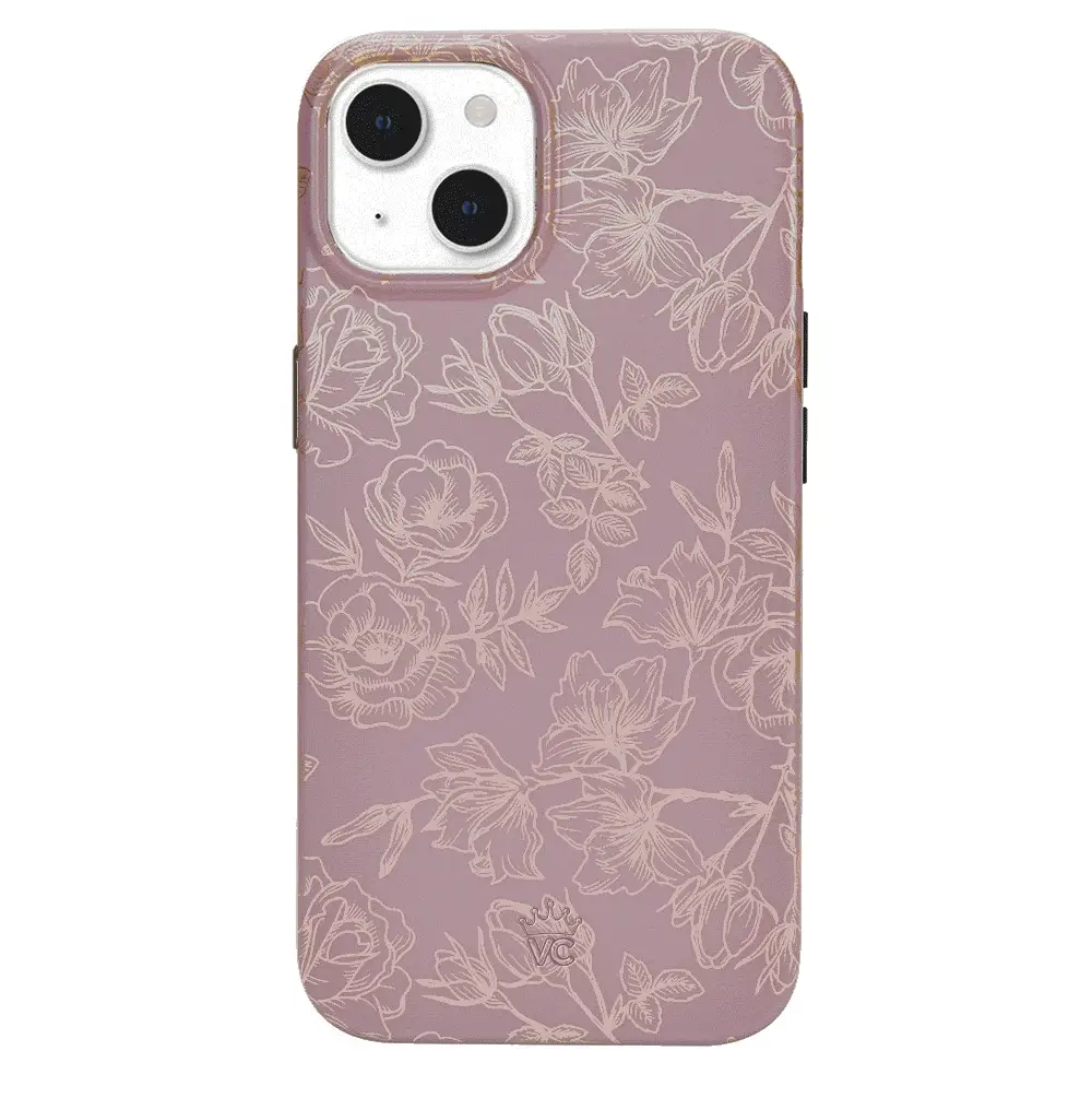 Dusty Rose Chrome Floral iPhone Case - Image 104