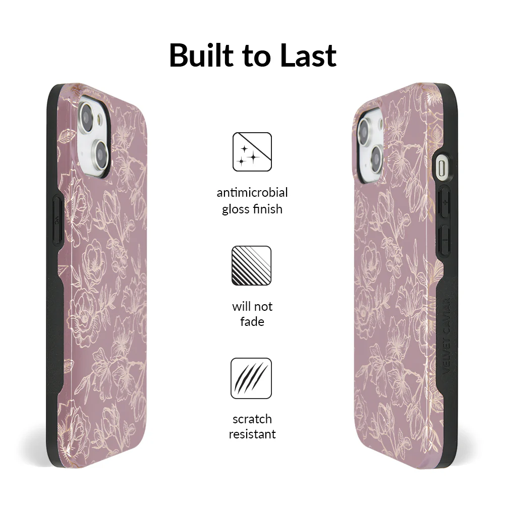 Dusty Rose Chrome Floral iPhone Case - Image 107