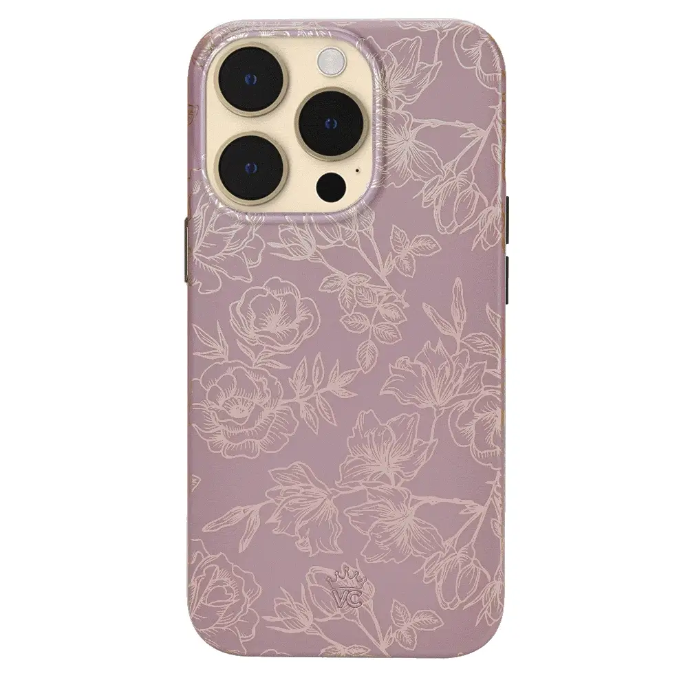Dusty Rose Chrome Floral iPhone Case - Image 114