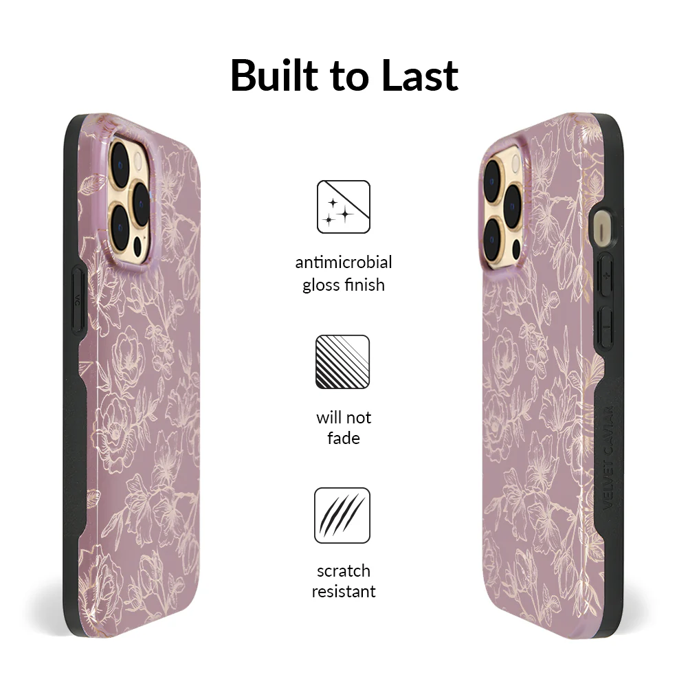Dusty Rose Chrome Floral iPhone Case - Image 117