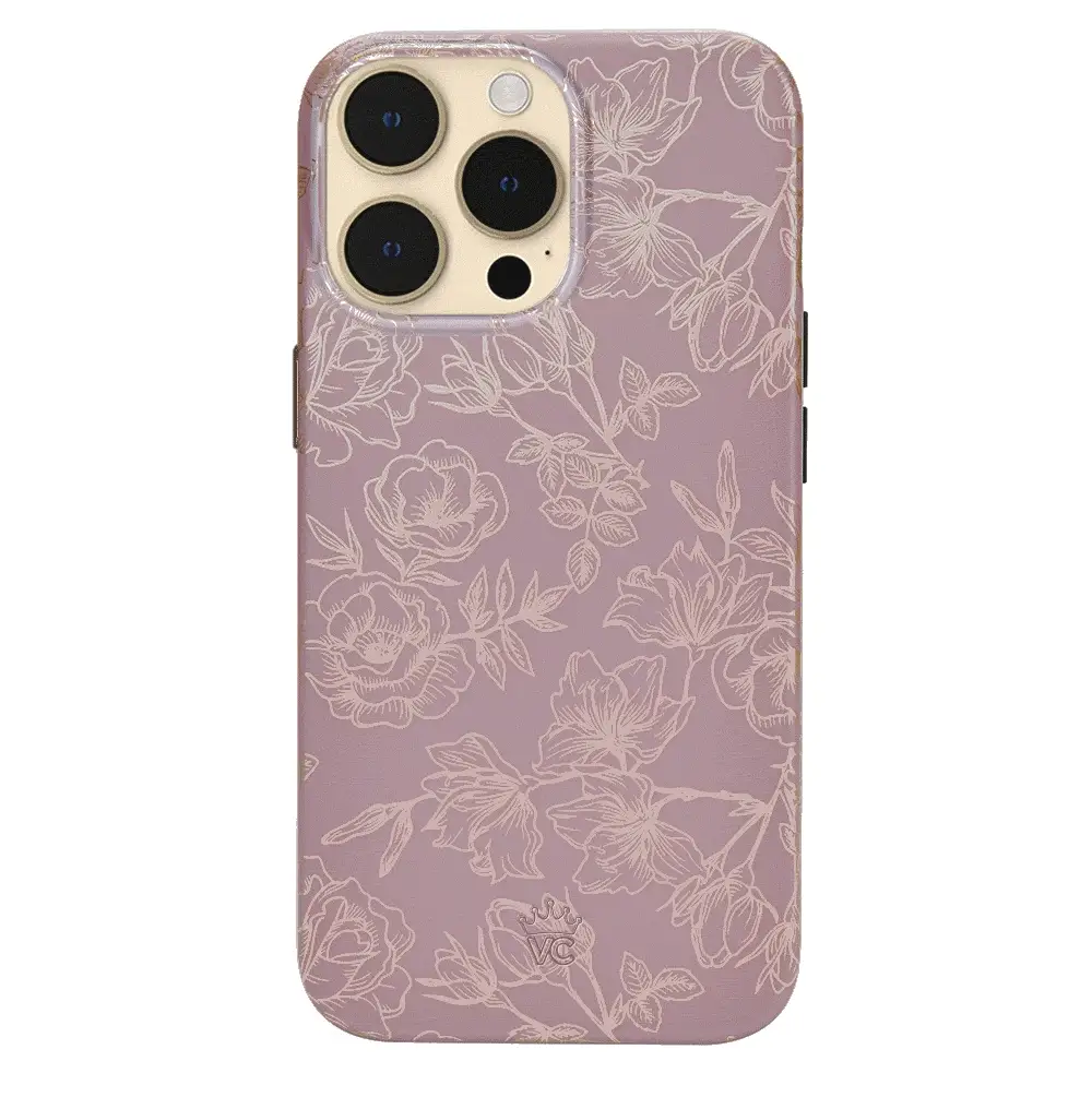 Dusty Rose Chrome Floral iPhone Case - Image 119