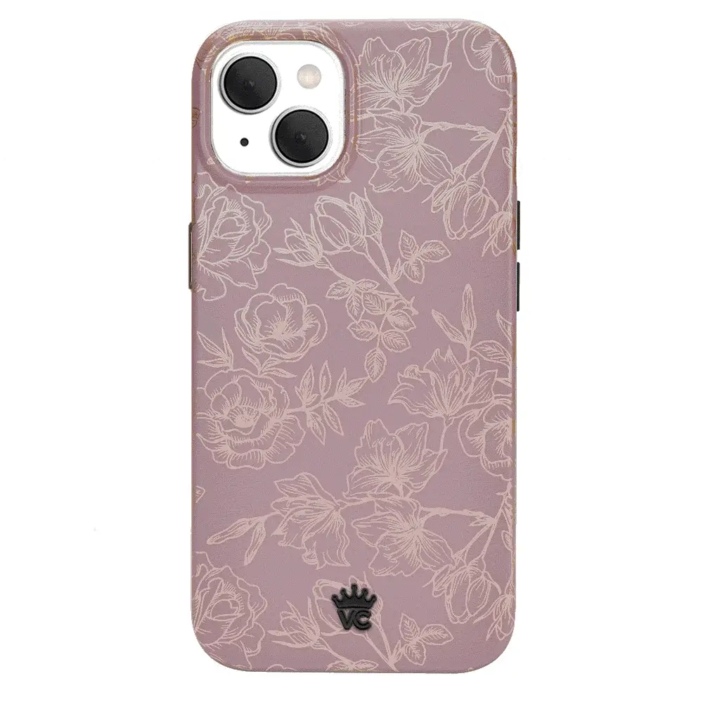Dusty Rose Chrome Floral iPhone Case - Image 124