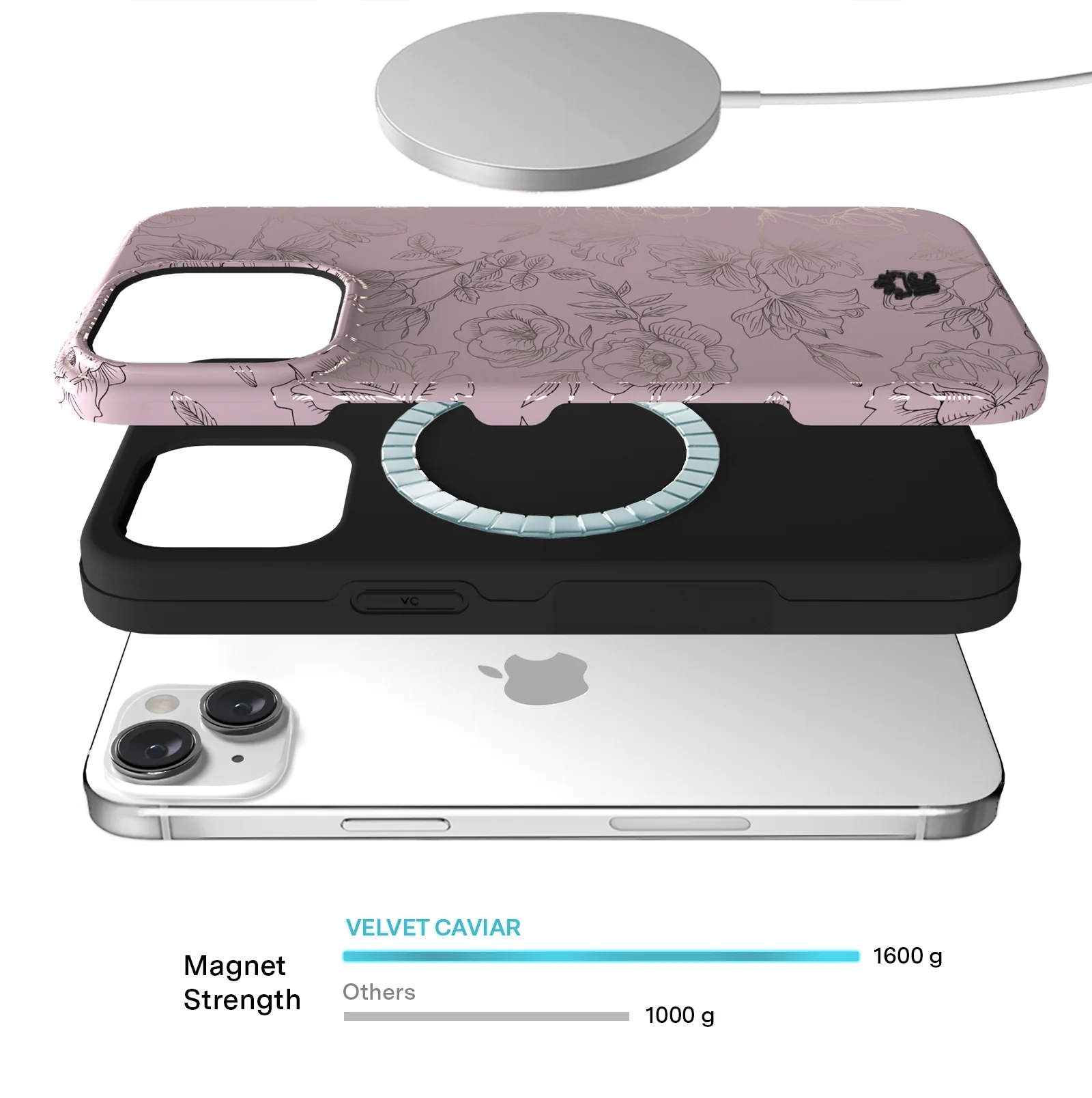 Dusty Rose Chrome Floral iPhone Case - Image 126