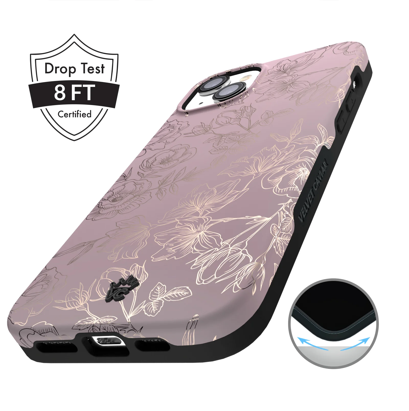 Dusty Rose Chrome Floral iPhone Case - Image 127