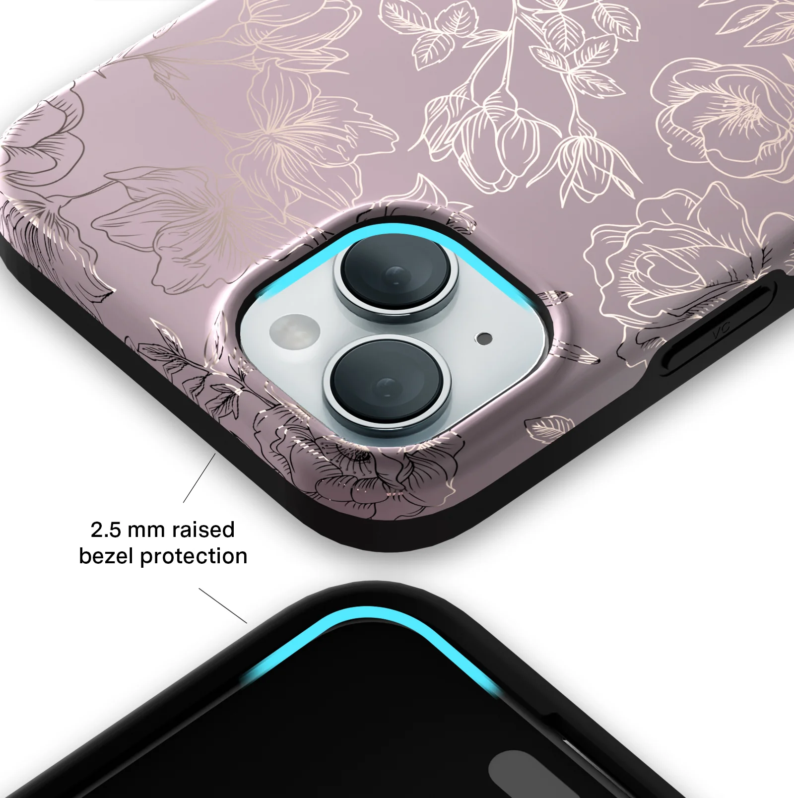 Dusty Rose Chrome Floral iPhone Case - Image 129