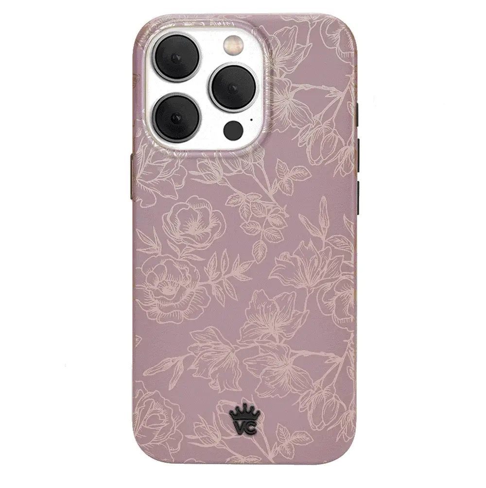 Dusty Rose Chrome Floral iPhone Case - Image 133