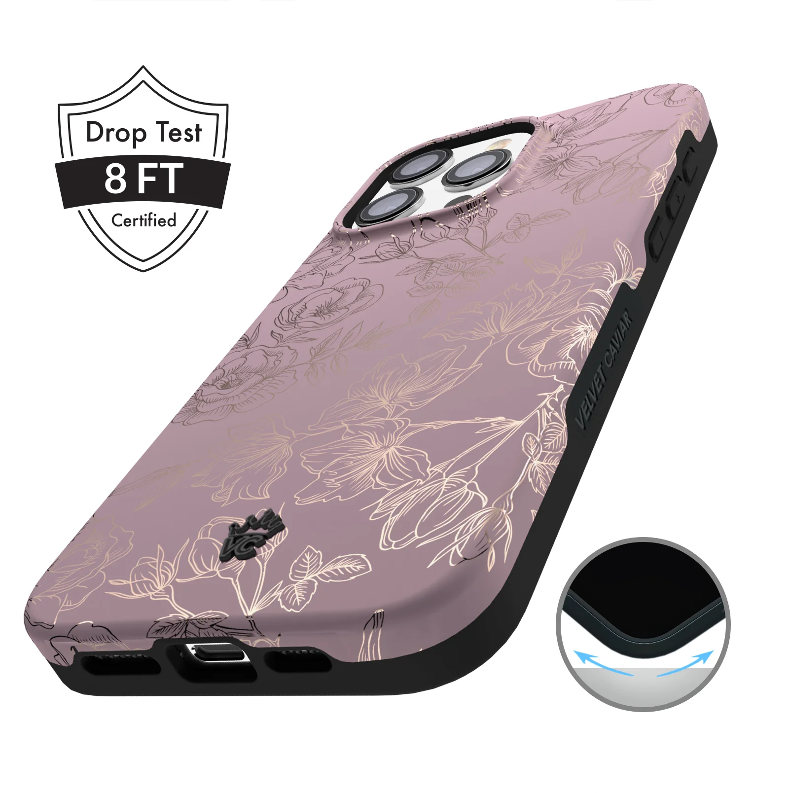 Dusty Rose Chrome Floral iPhone Case - Image 136