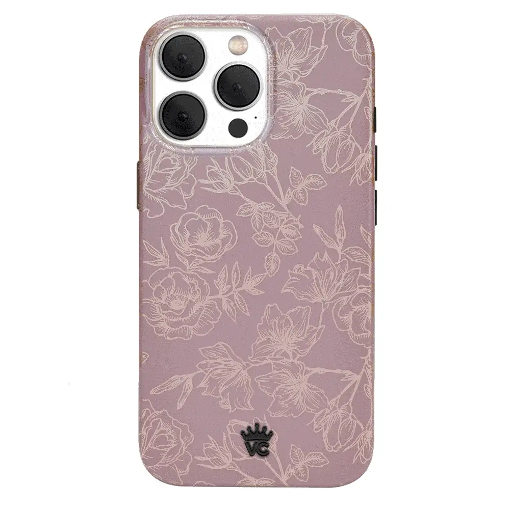 Dusty Rose Chrome Floral iPhone Case - Image 138