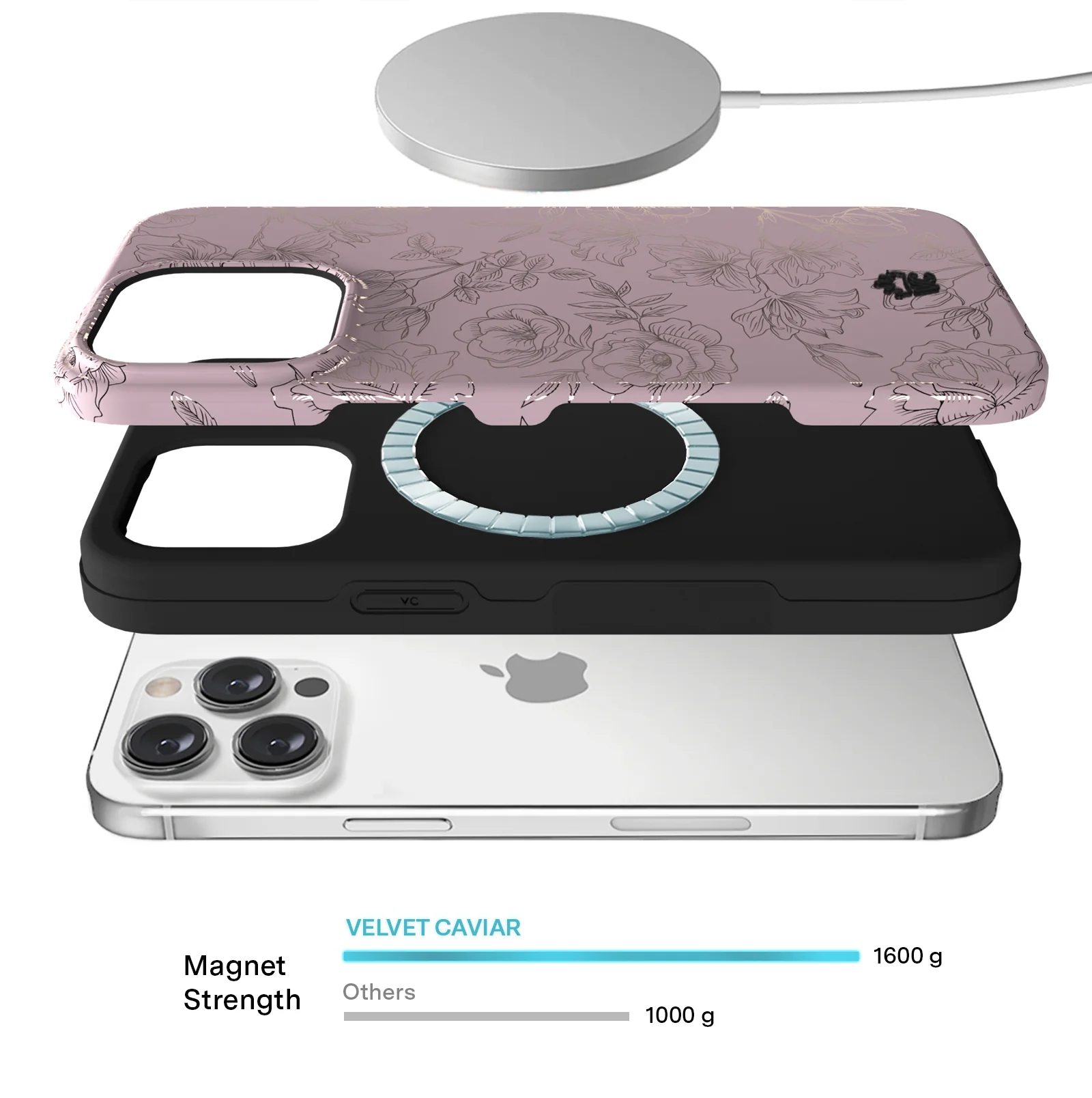 Dusty Rose Chrome Floral iPhone Case - Image 140