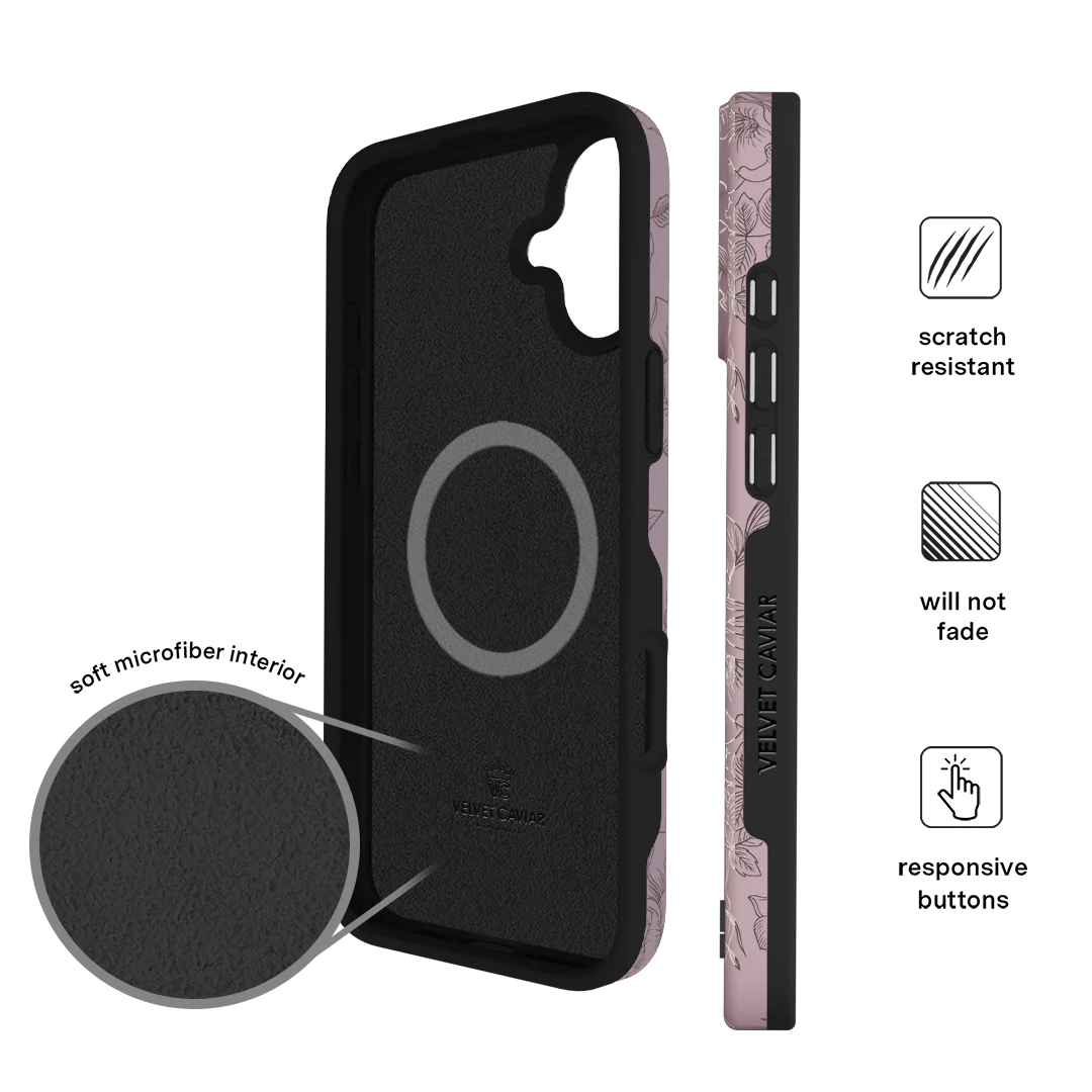 Dusty Rose Chrome Floral iPhone Case - Image 157