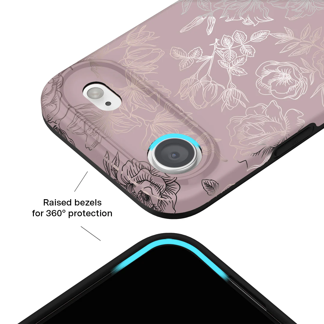 Dusty Rose Chrome Floral iPhone Case - Image 165