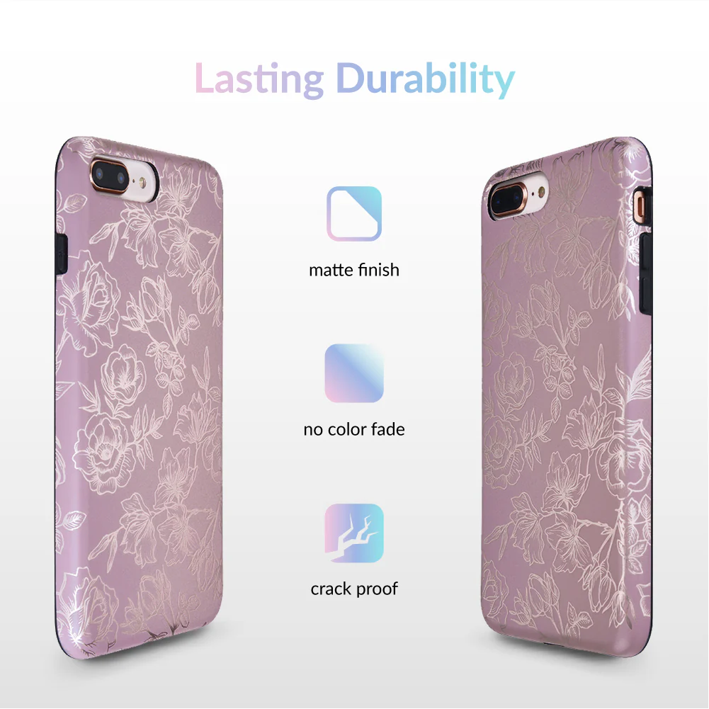 Dusty Rose Chrome Floral iPhone Case - Image 22
