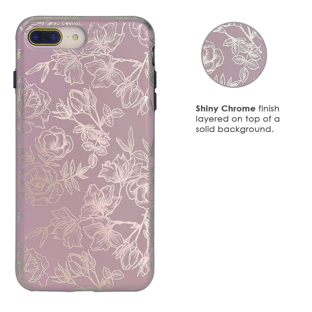 Dusty Rose Chrome Floral iPhone Case - Image 24