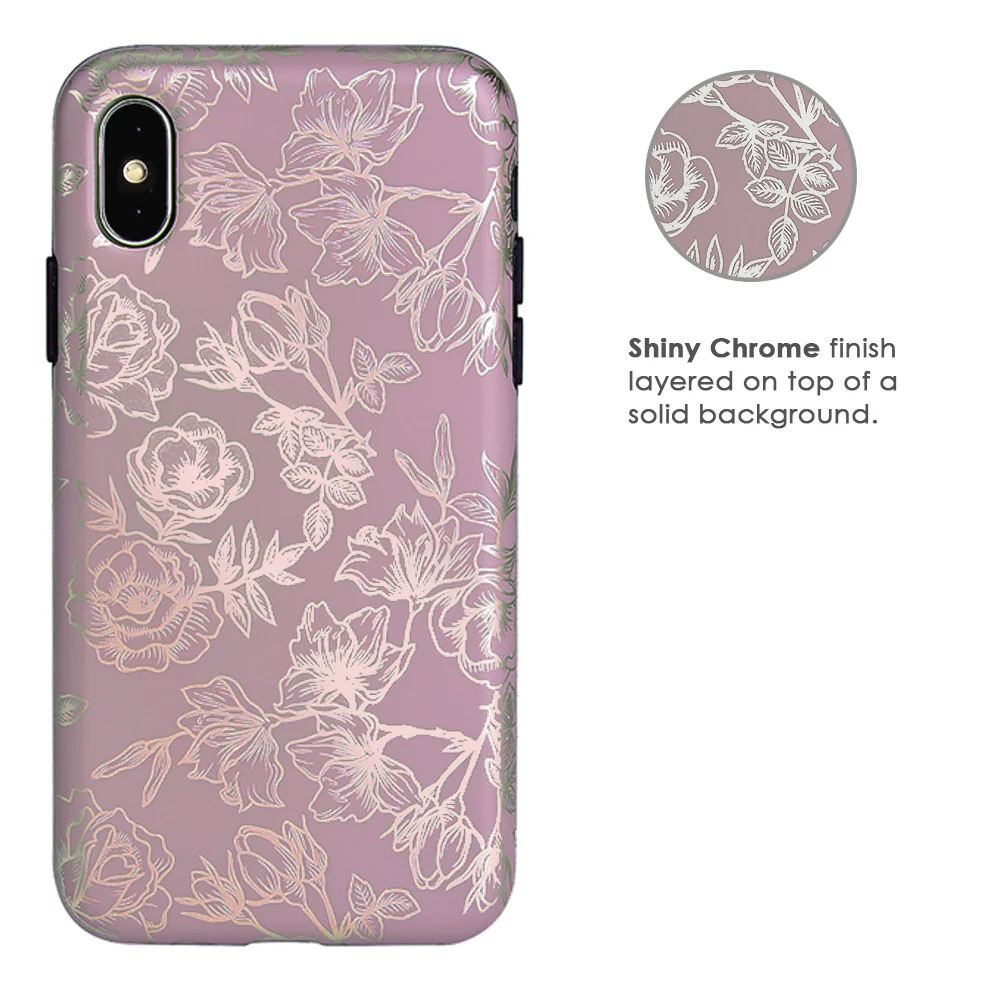 Dusty Rose Chrome Floral iPhone Case - Image 30